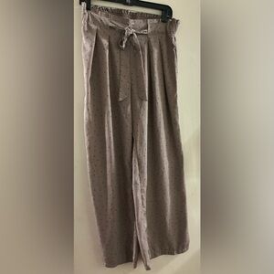 Ladies Mine Trousers by Anthropologie Polka Dot Size Large Wide Leg Ftont Tie